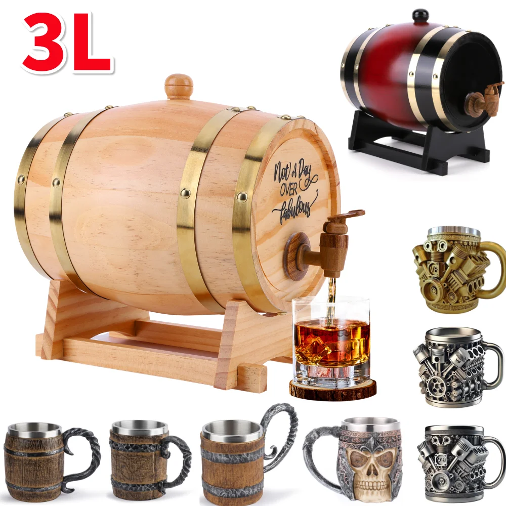 3L Wooden Whiskey Barrel with  - Wine With Beer Cocktail 评论和价格