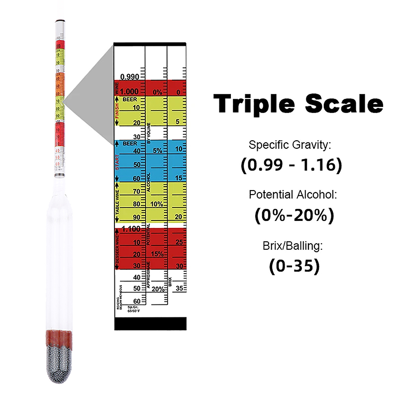 Triple Scale Hydrometer Self B - Wine Beer And Mead 评论和价格