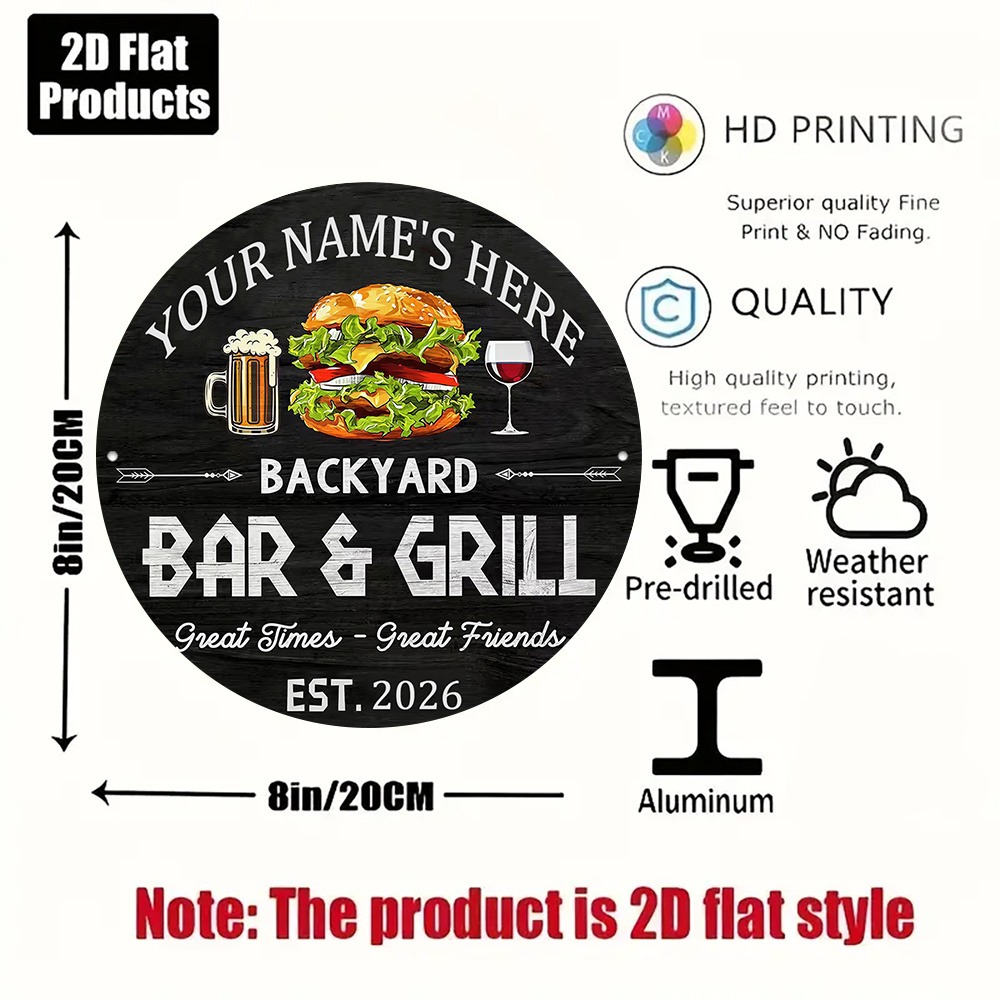 [2D Flat] 1pc Custom Name Roun - Wine With Beer Name 评论和价格