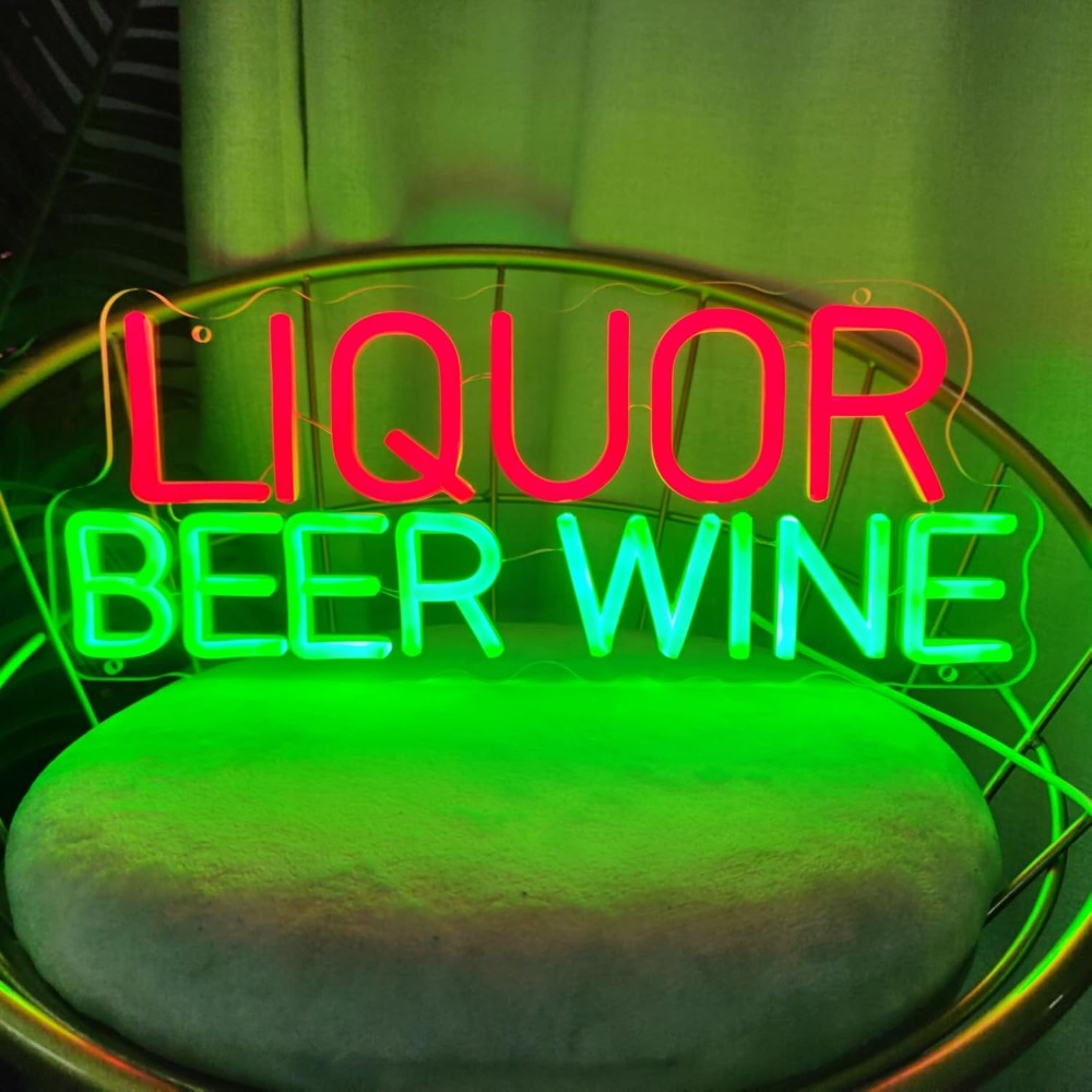 Liquor Beer Wine LED Neon Sign - Wine Beer Whiskey Year 评论和价格