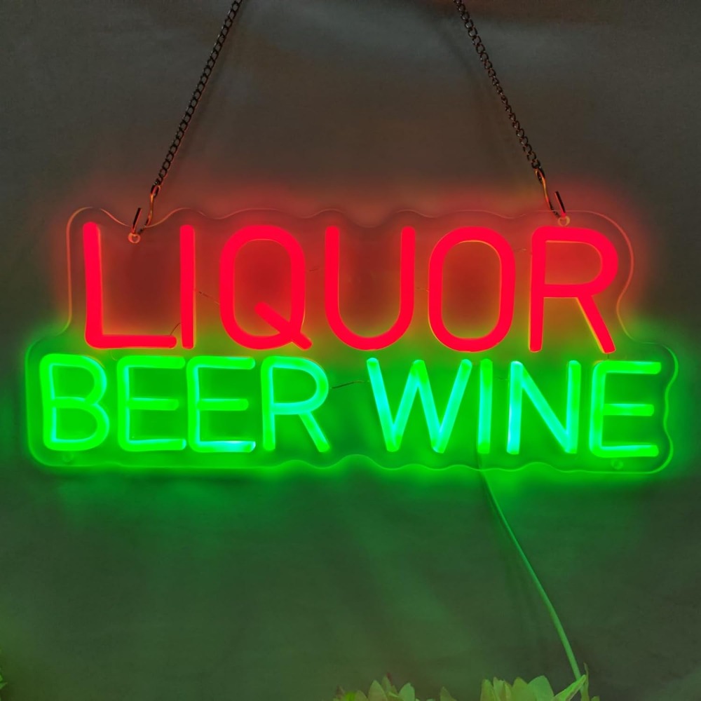 Liquor Beer Wine LED Neon Sign - Wine Beer Whiskey Year 评论和价格