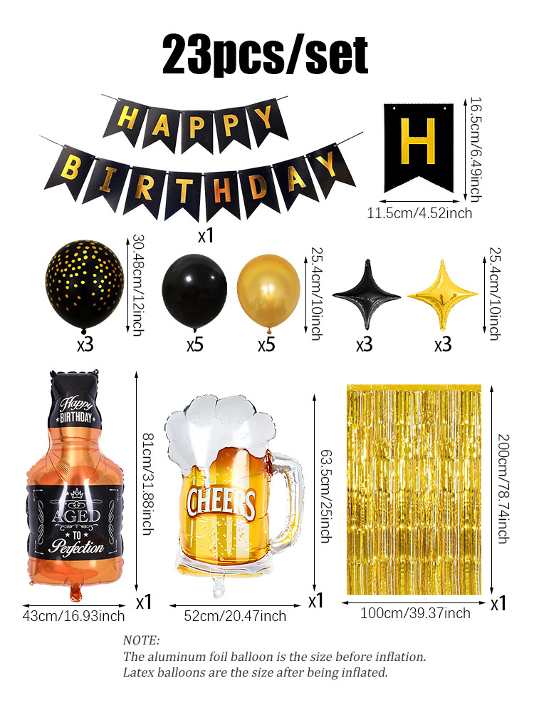 23pcs/set Happy Birthday Black - Wine Beer Whiskey Year 评论和价格