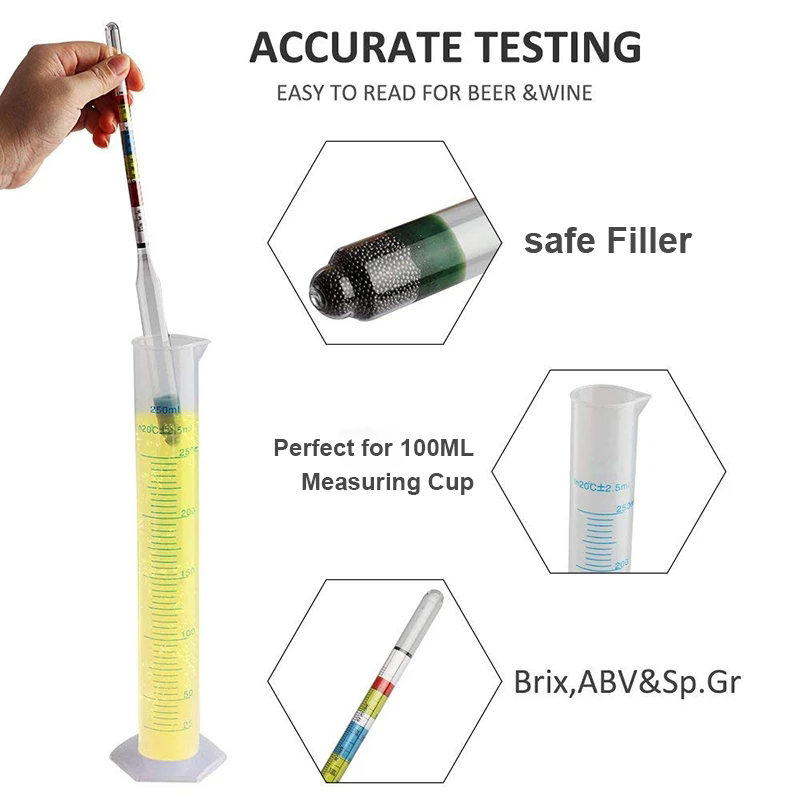 2Pcs/lot Hydrometer Tester,Tri - Wine Beer And Mead 评论和价格