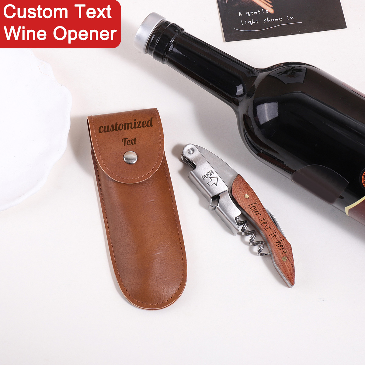 Wooden Handle Custom Text Wine - Wine With Beer Name 评论和价格