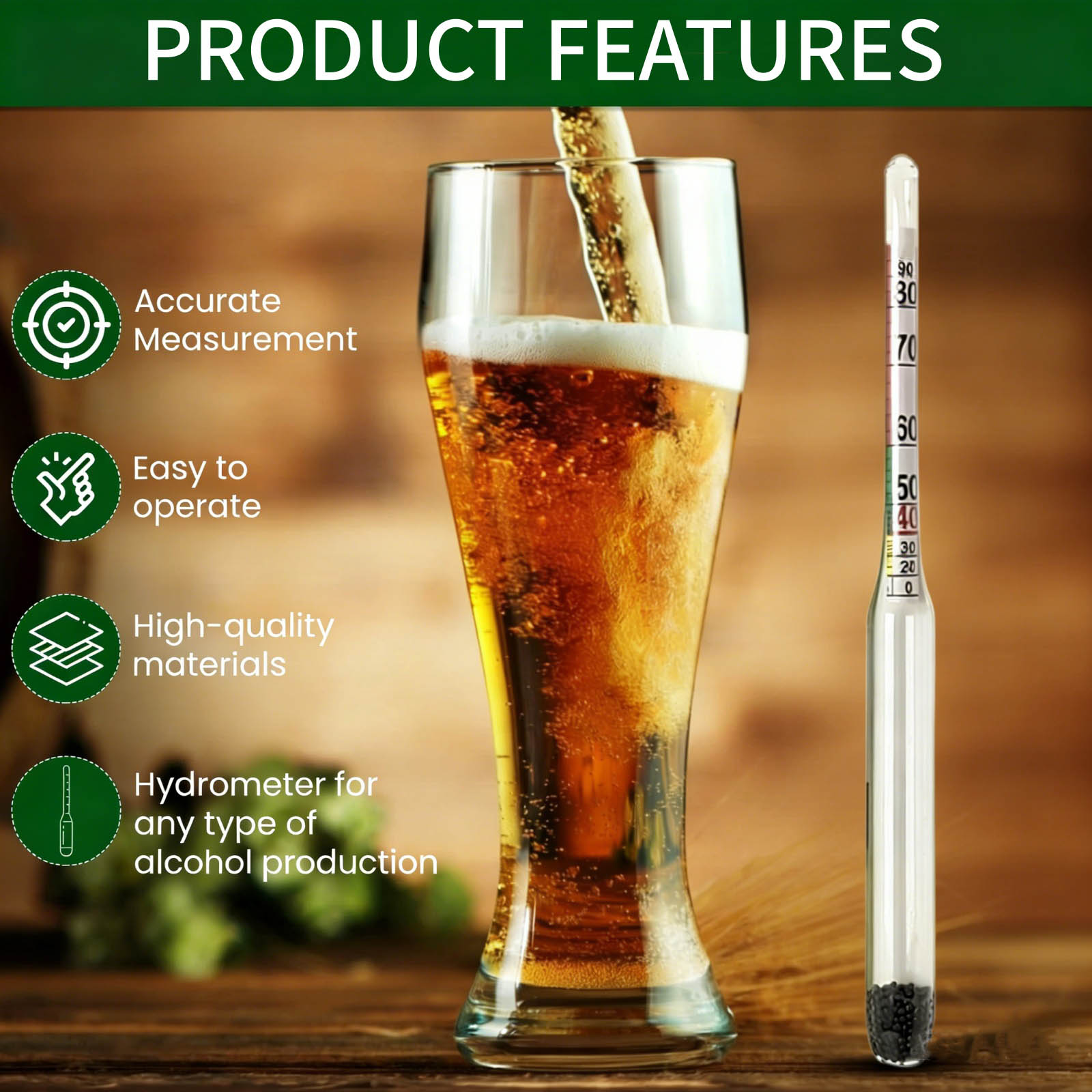 0-96% Glass Alcohol Hydrometer - Wine Beer And Mead 评论和价格