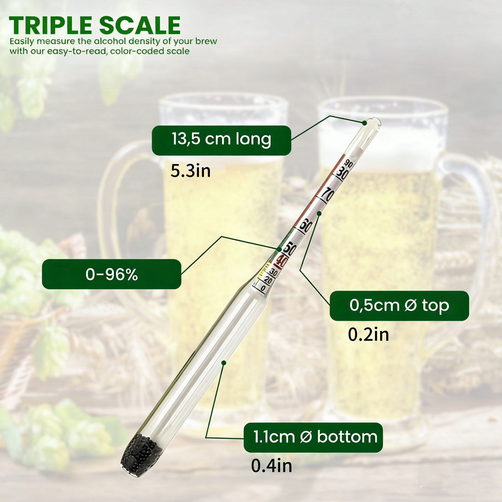 0-96% Glass Alcohol Hydrometer - Wine Beer And Mead 评论和价格